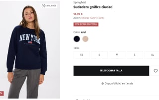 Sudadera gráfica New York para Mujer Springfield por 11.24€