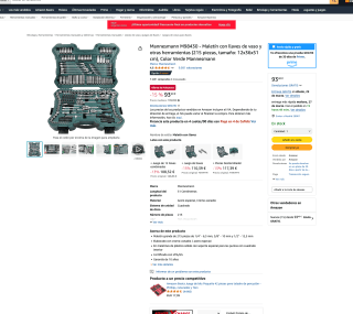 Maletín herramientas Mannesmann 215 piezas por solo 93,40€