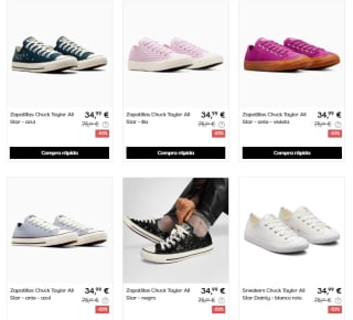 Oferta hasta 70% descuento en ropa y calzado Converse