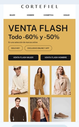 Venta Flash-60% y -50% en Cortefiel.