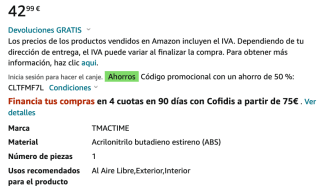 Lámpara Antimosquitos eléctrica TMACTIME 240V 20W por 21,50€