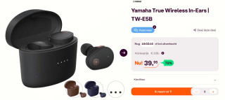 Yamaha TW-E5B – In-Ear Hoofdtelefoon voor €39,95 bij Ibood