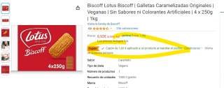 Pack 4 Biscoff Lotus Biscoff Galletas Caramelizadas Originales Veganas de 250g total 1kg por 4,63€