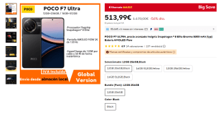 Xiaomi POCO F7 ULTRA de 12GB/256GB por 513,99€