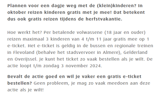 Kinderen reizen gratis in Overijssel, Gelderland en Flevoland