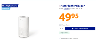 Tristar AP-4782 Luchtreiniger – Air Purifier met HEPA Filter voor €49,95 bij de Action