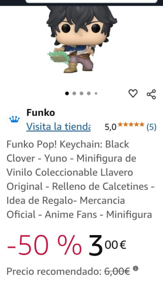 Funko Pop Keychain Black Clover Yuno por 3€.