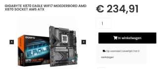 Gigabyte X870 EAGLE WIFI7 moederbord voor €234,91 bij CAPS