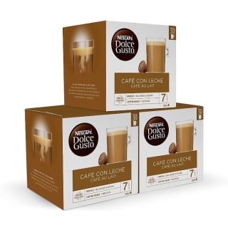 Nescafé Dolce Gusto Cápsulas de Café con Leche, 3 x 30 Cápsulas por 20,99€.