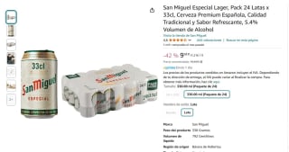 Pack 24 latas San Miguel Especial Lager por 9,54€