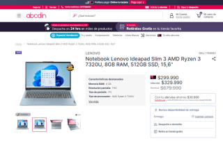 Notebook Lenovo Ideapad Slim 3 AMD Ryzen 3 7320U 8GB RAM, 512GB SSD 15,6" por $299.990