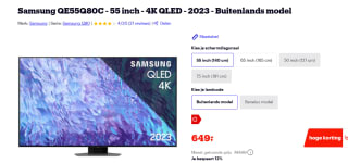 Samsung QE55Q80C - 55 inch - 4K QLED - 2023 voor €649 bij Bol