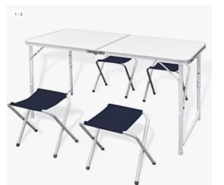 Mesa para Acampada 120x60x70cm Incluye 4 Taburetes y Plegable por 33.98€ (Cuenta Nueva 21.98€)