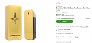 Perfume One Million 100ml Paco Rabanne por $1,399 en Bodega Aurrera