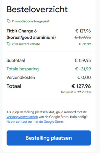 20% korting op geselecteerde producten in de Google Store