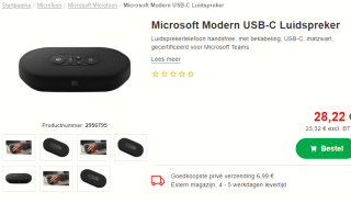 Microsoft Modern USB-C Speaker voor €28,22 bij Proshop