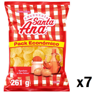 7 Bolsas de 261 grs de Santa Ana, Patatas fritas con sal estilo churrería por 10.49€