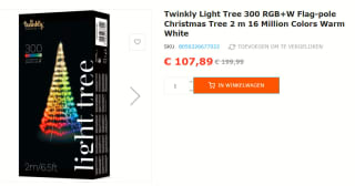 Twinkly Light Tree 450 lamps [3 meter] voor €107,89 bij Felinaworld