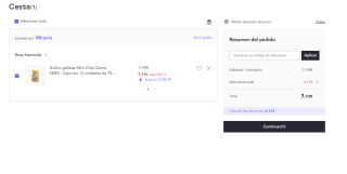 Pack 12 x 75 gr de Gullon galletas Mini Chip Choco ZERO por 7.73€