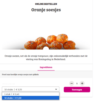 10 oranje soezen voor €3,50 bij Bakker Bart