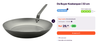 De Buyer Koekenpan 32 cm voor €29,95 bij iBood
