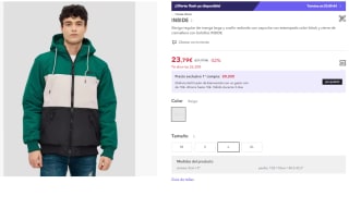 Abrigo para Hombre de manga larga y cuello redondo con capucha con estampado color block y cierre de cremallera con bolsillos por 11.89€