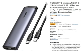 Ugreen CM767 M.2 NVMe SSD-behuizing voor €18,99 bij Amazon