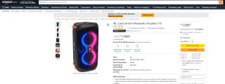 Caixa de som da JBL, modelo Partybox 110 - R$ 1.999,99