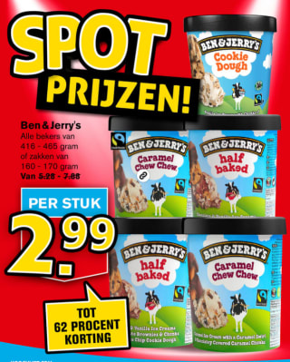 Ben & Jerry's slechts €2,99 bij Hoogvliet