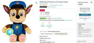 PAW Patrol de Chase Peluche Snuggle Up por $380 en Amazon