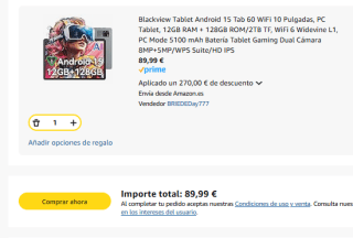 Blackview Tablet Android 15 Tab 60 WiFi 10 Pulgadas, PC Tablet, 12GB RAM + 128GB ROM/2TB TF, WiFi 6 por 89,99€