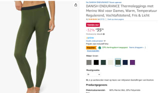 DANISH ENDURANCE Thermo Legging - Dames - Merino Wol voor €28,76 bij Amazon