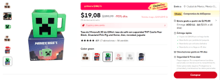 Taza de Minecraft 3D 230ml por $19 en AliExpress