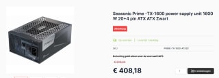 Seasonic PRIME TX-1600, 1600W voeding voor €408,18 bij Caps