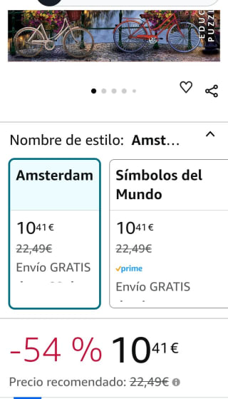 Educa puzzle Ámsterdam 2000 piezas por 10,41€.