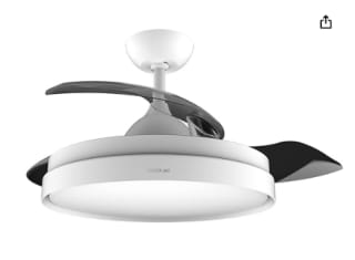 Ventilador de Techo con Aspas Retráctites y Lámpara EnergySilence Aero 4280 Invisible White. 40 W, Diámetro 42" por 75,90€