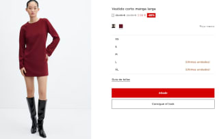 Vestido corto manga larga para Mujer por 3.9€