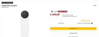 GOOGLE Nest Doorbell Batterij voor €109 bij Alternate