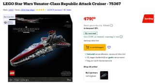 LEGO Star Wars Venator-Class Republic Attack Cruiser (75367) voor €479,99 bij Bol