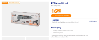 FERM multitool 250 watt | 7-delig voor €16,95 bij de Action