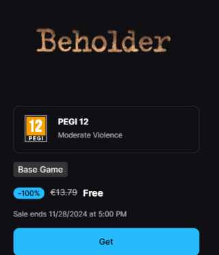 Beholder gratis via EpicGames