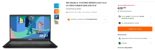 Portatil MSI Modern 15 B12MO-850XES Intel Core i5-1235U/16GB/512GB SSD/15.6" por 629€