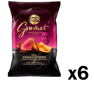 6 Bolsas de Lay's Gourmet Patatas Fritas Sabor Solomillo de Ternera, 150g por 11.74€