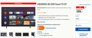 GRUNDIG 55 inch Smart TV: 4K Ultra HD voor €299 bij de Lidl