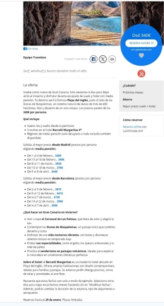 Gran Canaria 4 días con vuelos desde 333€.