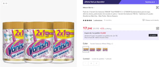 Pack 3 Vanish Oxi Advance 900g por 17,24€ (cuenta nueva por 10,34€)