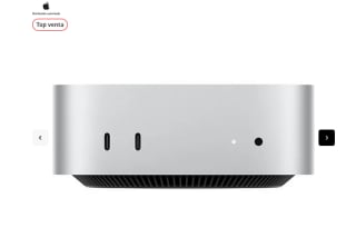 Apple Mac mini (2024) Chip M4 CPU de 10 núcleos GPU de 10 núcleos 16GB de RAM 256GB SSD Gigabit Ethernet Plata por 659€