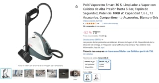 Polti Vaporetto Smart 30 S, Limpiador a Vapor con Caldera de Alta Presión por 73,66€