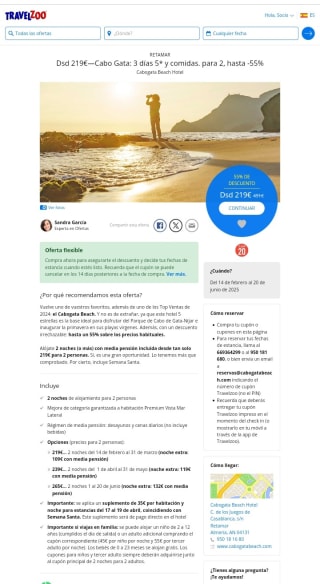 Cabo de Gata 3 días H 5* con comidas desde 219€.