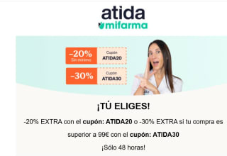 30% o 20% de descuento según importe de compra